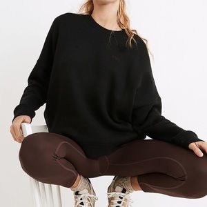 Madewell MWL Betterterry Crewneck Sweatshirt Embroidered Edition Black
